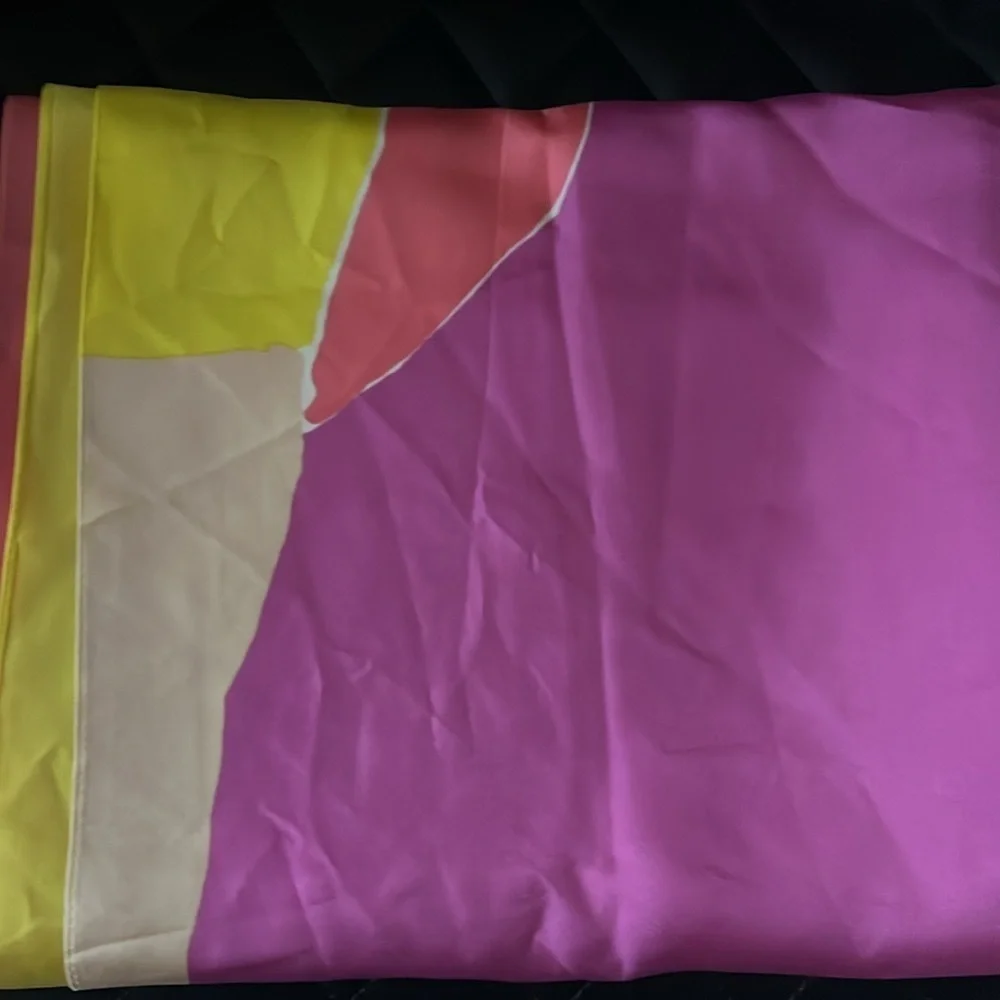 Large Long 100% Silk Geometric Shawl Scarf Wrap 70”x24”
